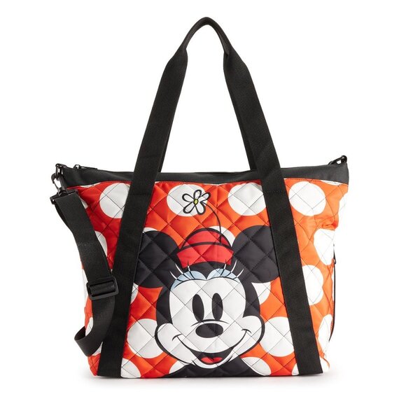 Disney Minnie Mouse Tote Bag with Mickey Card Wallet - Travel Weekender Bag - Picture 2 of 9